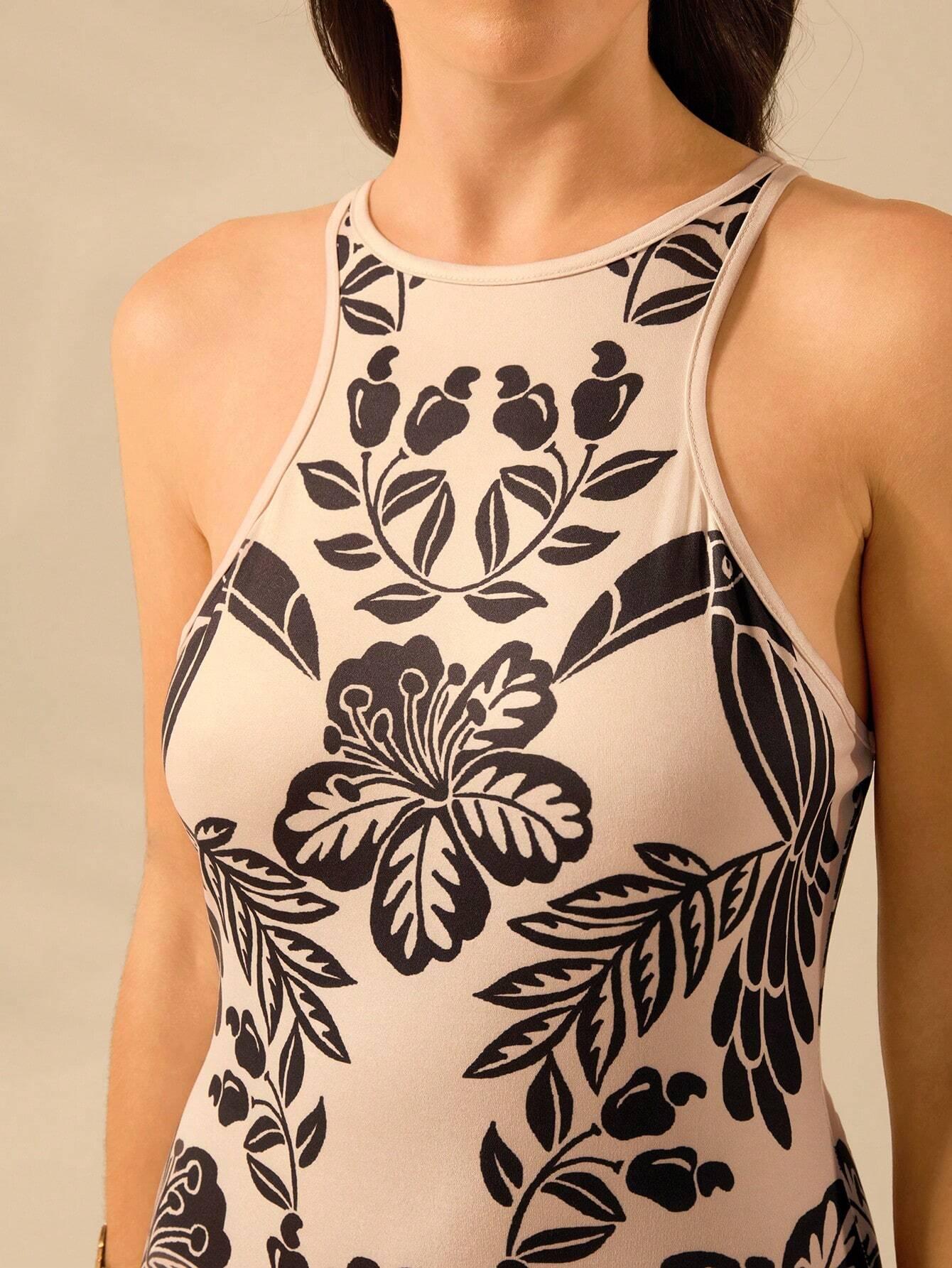 Vestido Midi Boêmio Tropical Ajustado