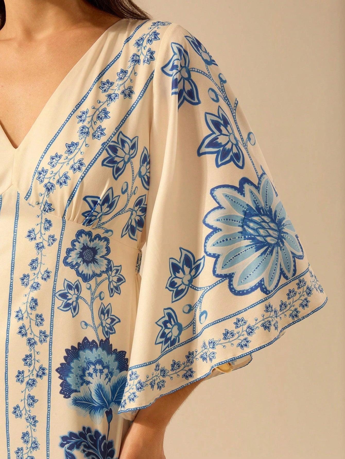 Vestido Midi Casual com Decote em V