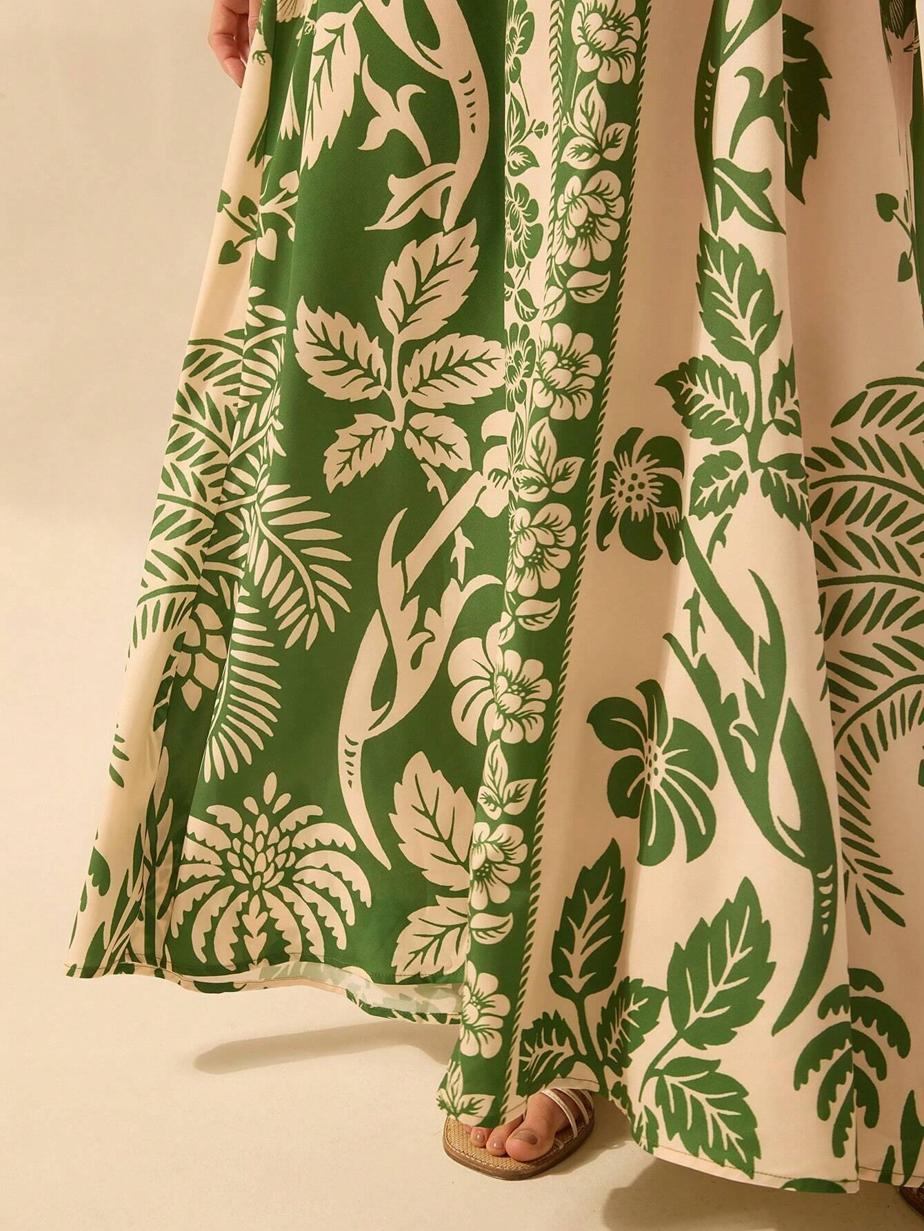 Vestido Longo Casual Tropical Frente-Única