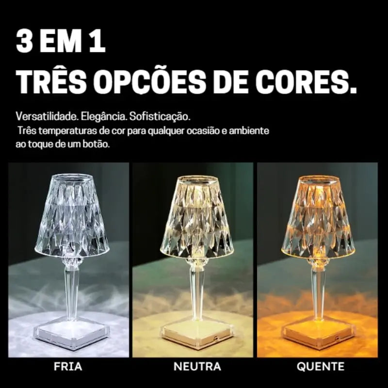 Luminária de Mesa Led Sem Fio 3 em 1 Premium