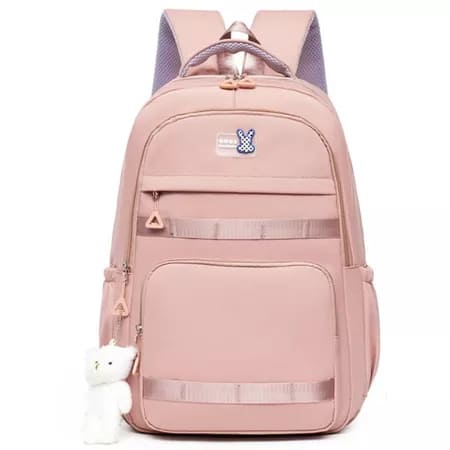 Mochila Feminina Little Rabbit Para Faculdade e Escolar Com Chaveiro