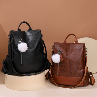 Mochila Feminina Antifurto de Couro  Letícia