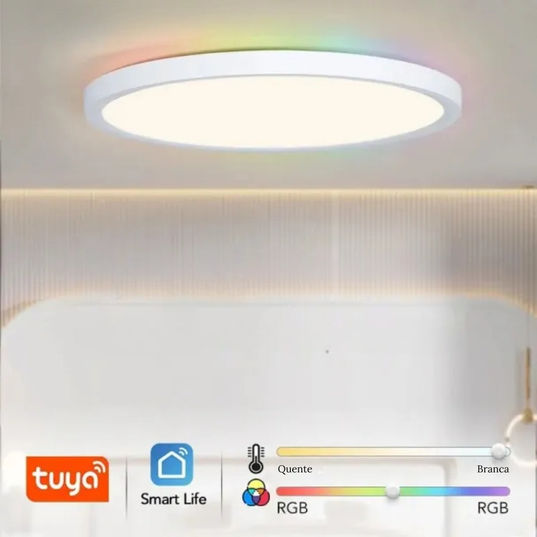 Luminária de Teto Plafon LED Redondo Inteligente Alexa Google Home