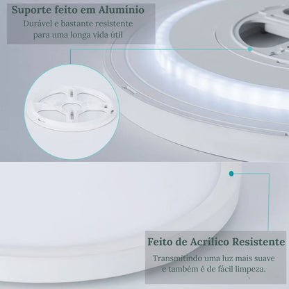 Luminária de Teto Plafon LED Redondo Inteligente Alexa Google Home
