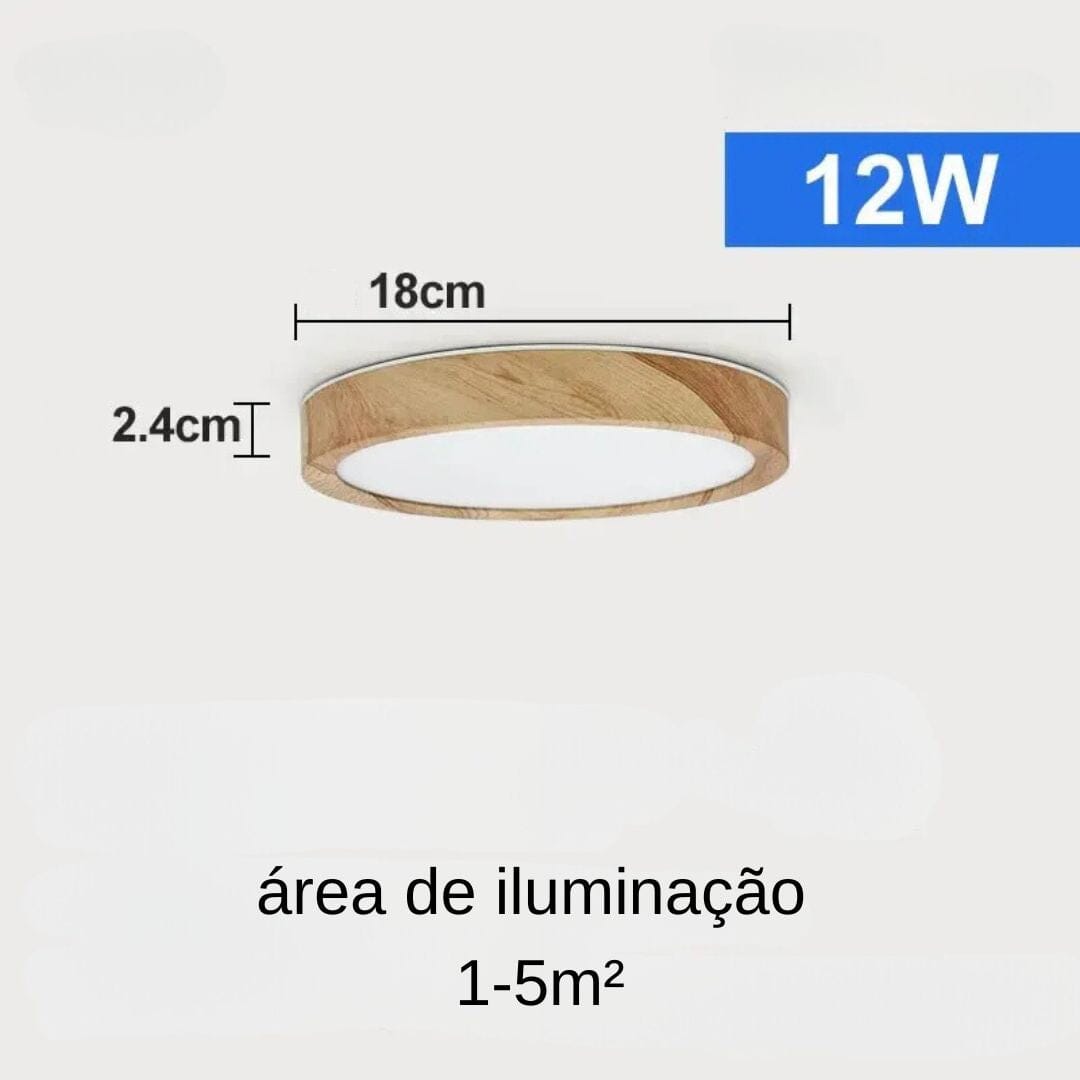 Plafon De Teto Led Sobrepor Estilo Amadeirado Plafon 0004 My Store 18CM 3 Tons (Quente / Neutra / Fria) 
