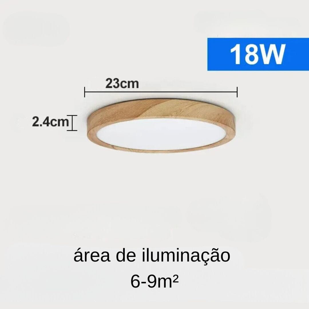 Plafon De Teto Led Sobrepor Estilo Amadeirado Plafon 0004 My Store 23CM 3 Tons (Quente / Neutra / Fria) 