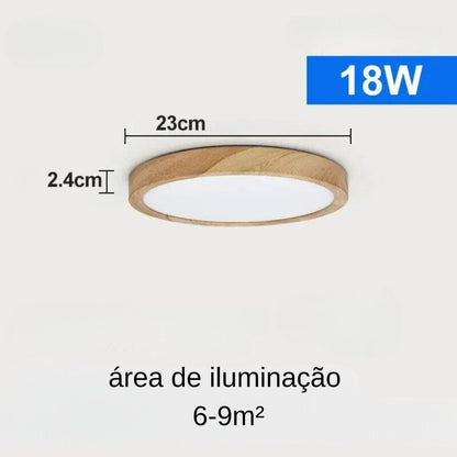 Plafon De Teto Led Sobrepor Estilo Amadeirado Plafon 0004 My Store 23CM 3 Tons (Quente / Neutra / Fria) 