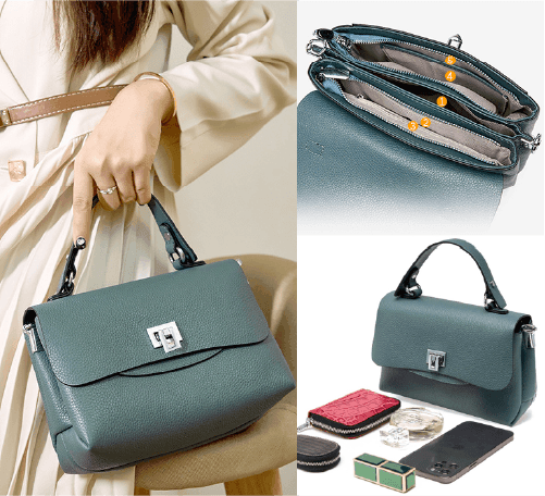 Bolsa Feminina Compacta de Couro Genuíno