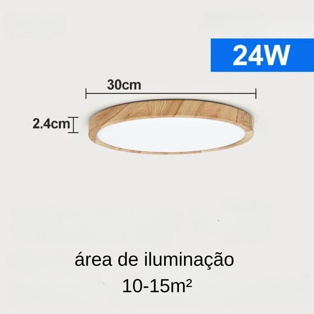 Plafon De Teto Led Sobrepor Estilo Amadeirado Plafon 0004 My Store 30CM 3 Tons (Quente / Neutra / Fria) 