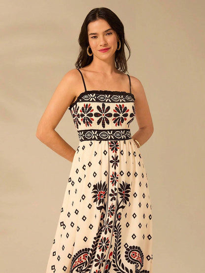 Vestido Longo Boho Floral Tropical