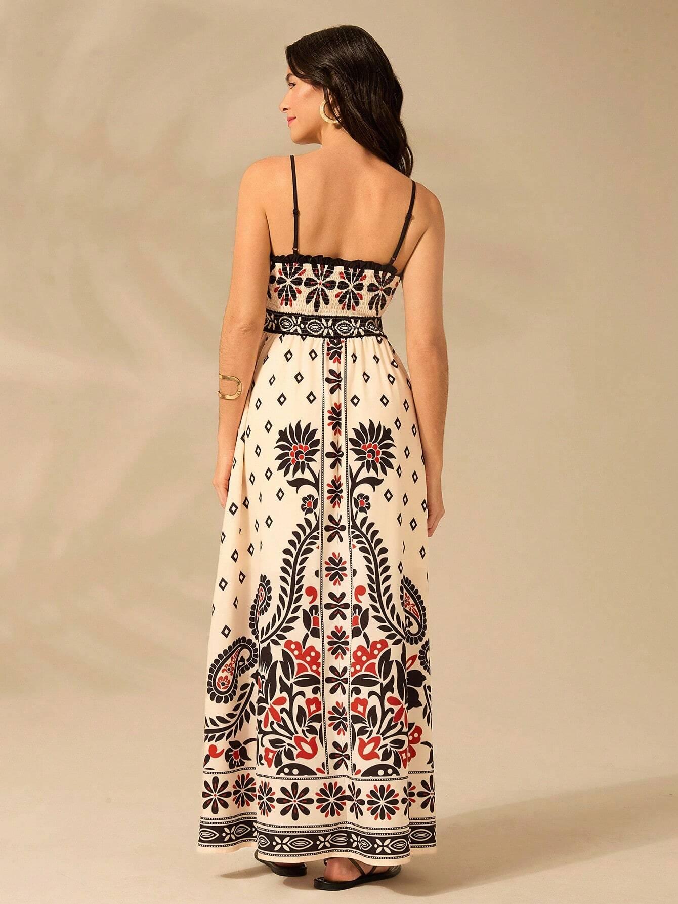 Vestido Longo Boho Floral Tropical