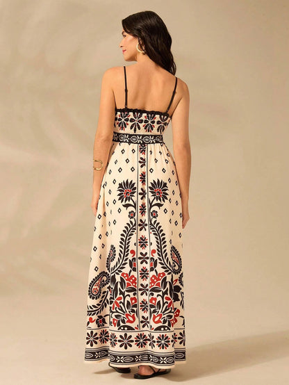 Vestido Longo Boho Floral Tropical