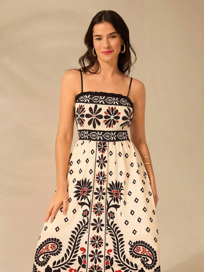 Vestido Longo Boho Floral Tropical