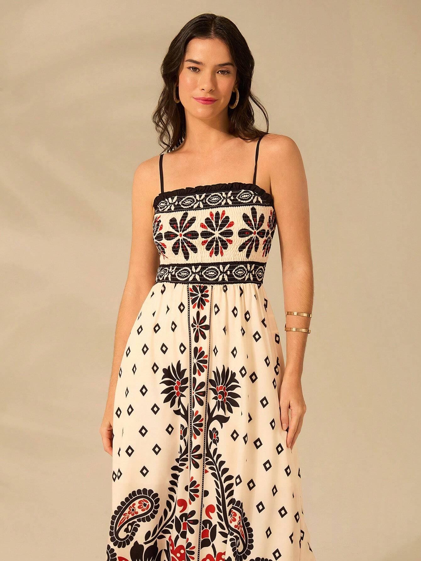 Vestido Longo Boho Floral Tropical