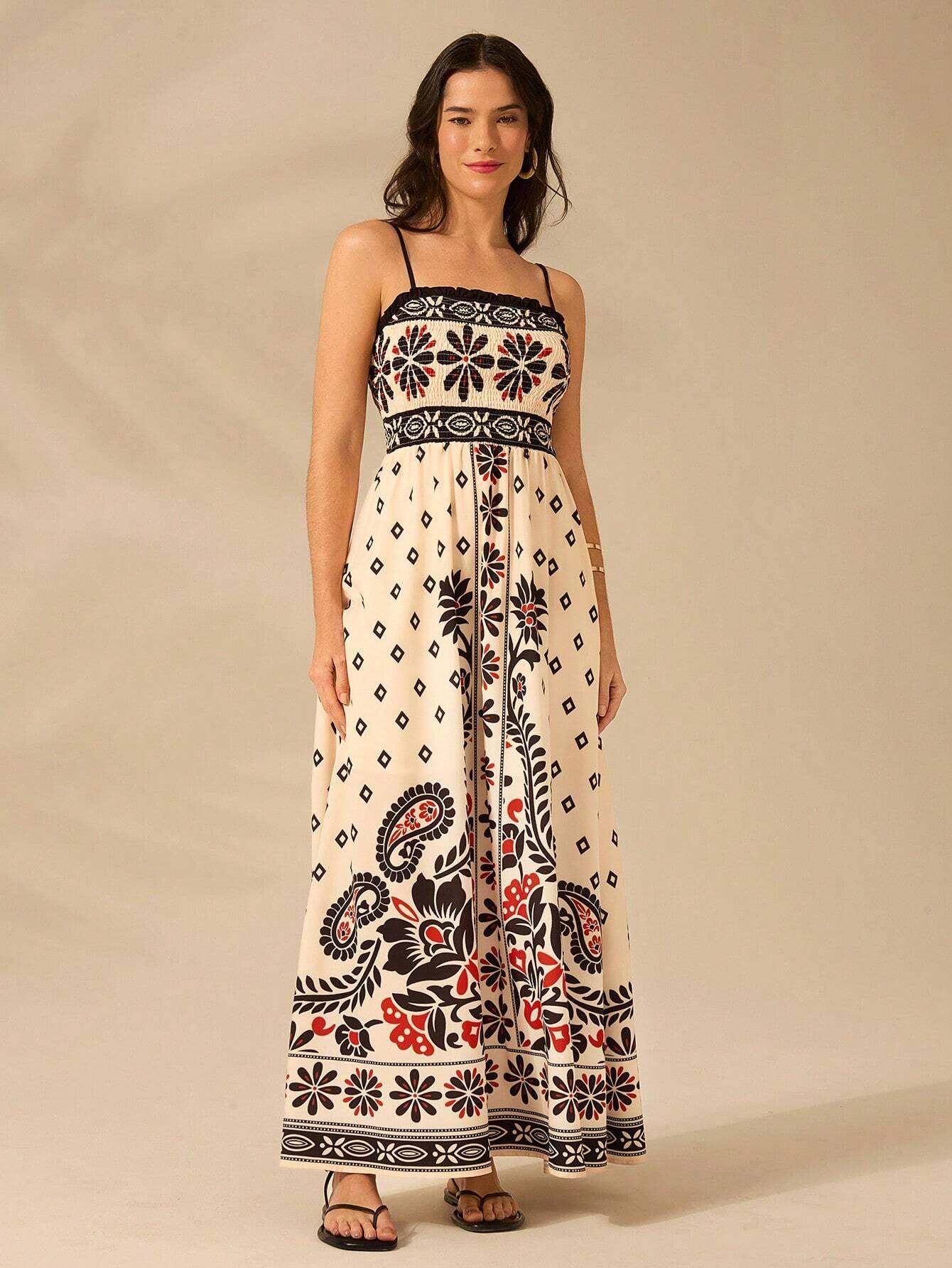 Vestido Longo Boho Floral Tropical