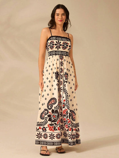 Vestido Longo Boho Floral Tropical