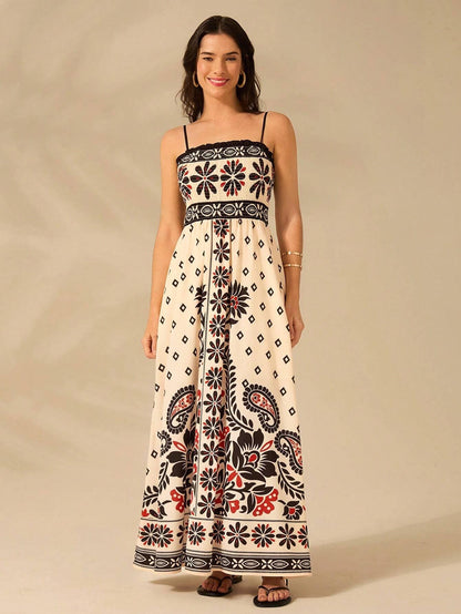 Vestido Longo Boho Floral Tropical