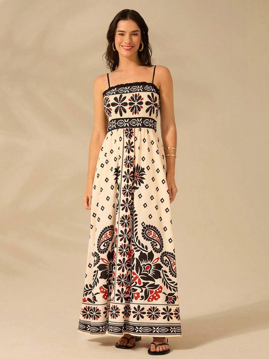 Vestido Longo Boho Floral Tropical