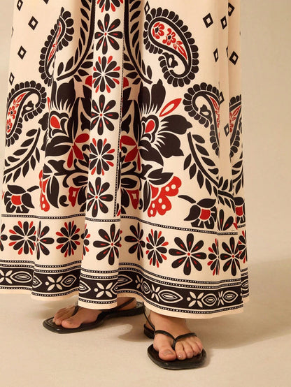 Vestido Longo Boho Floral Tropical