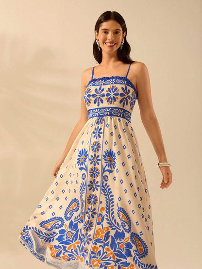 Vestido Longo Boho Floral Tropical