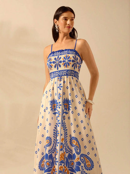 Vestido Longo Boho Floral Tropical