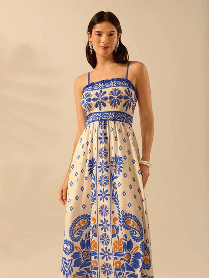 Vestido Longo Boho Floral Tropical