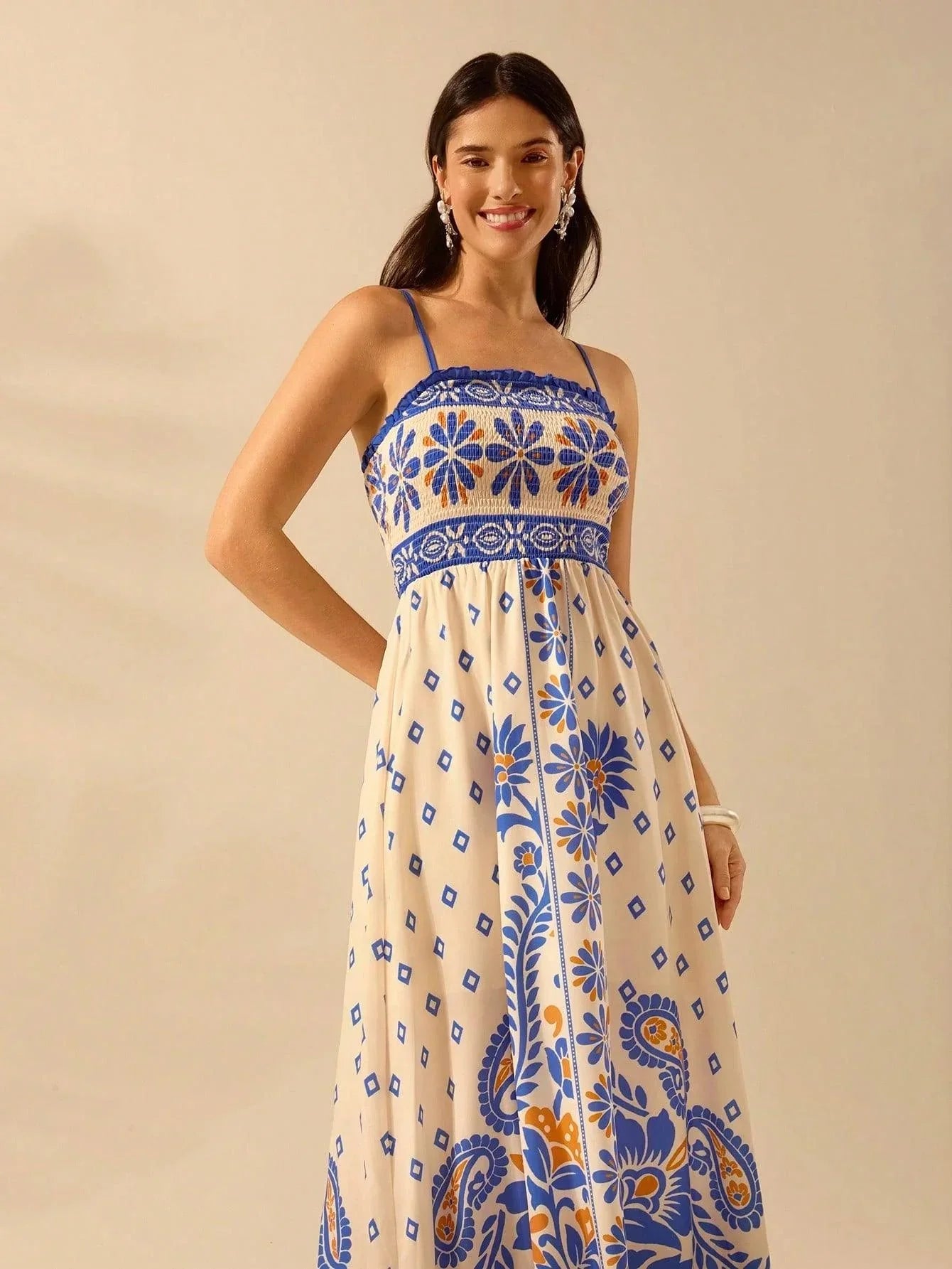 Vestido Longo Boho Floral Tropical