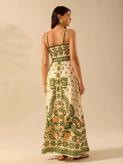 Vestido Longo Boho Floral Tropical