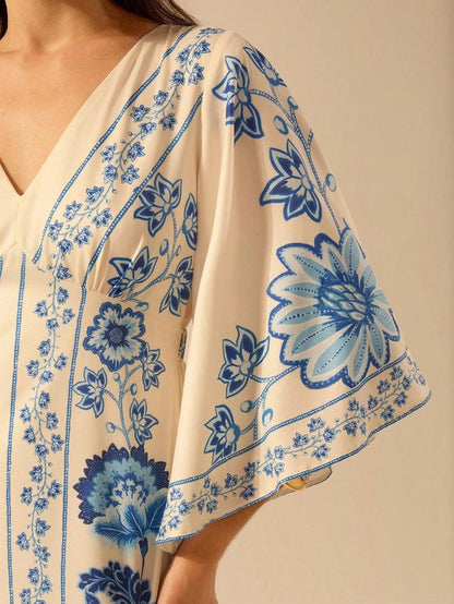 Vestido Midi Casual com Decote em V