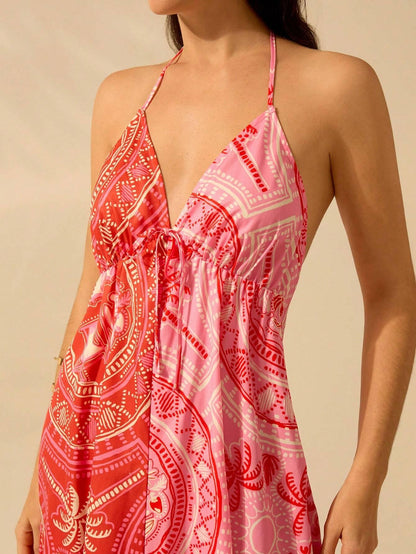 Vestido Longo Casual Estampa Tropical