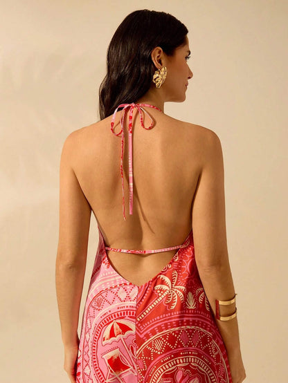 Vestido Longo Casual Estampa Tropical