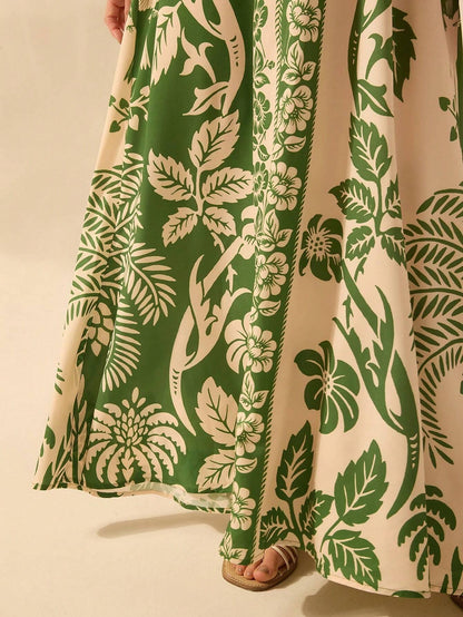 Vestido Longo Casual Tropical Frente-Única