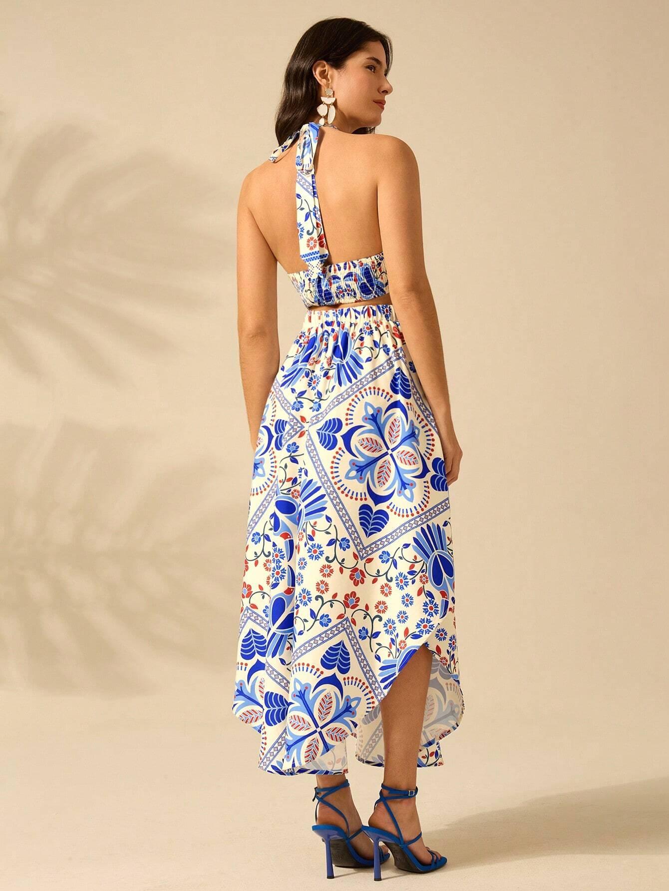 Vestido Longo Boho Floral com Costas Nuas