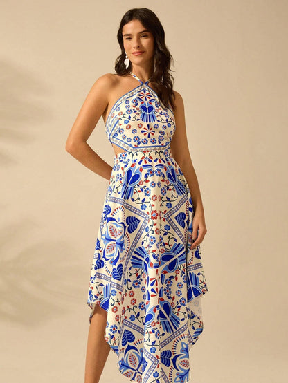 Vestido Longo Boho Floral com Costas Nuas