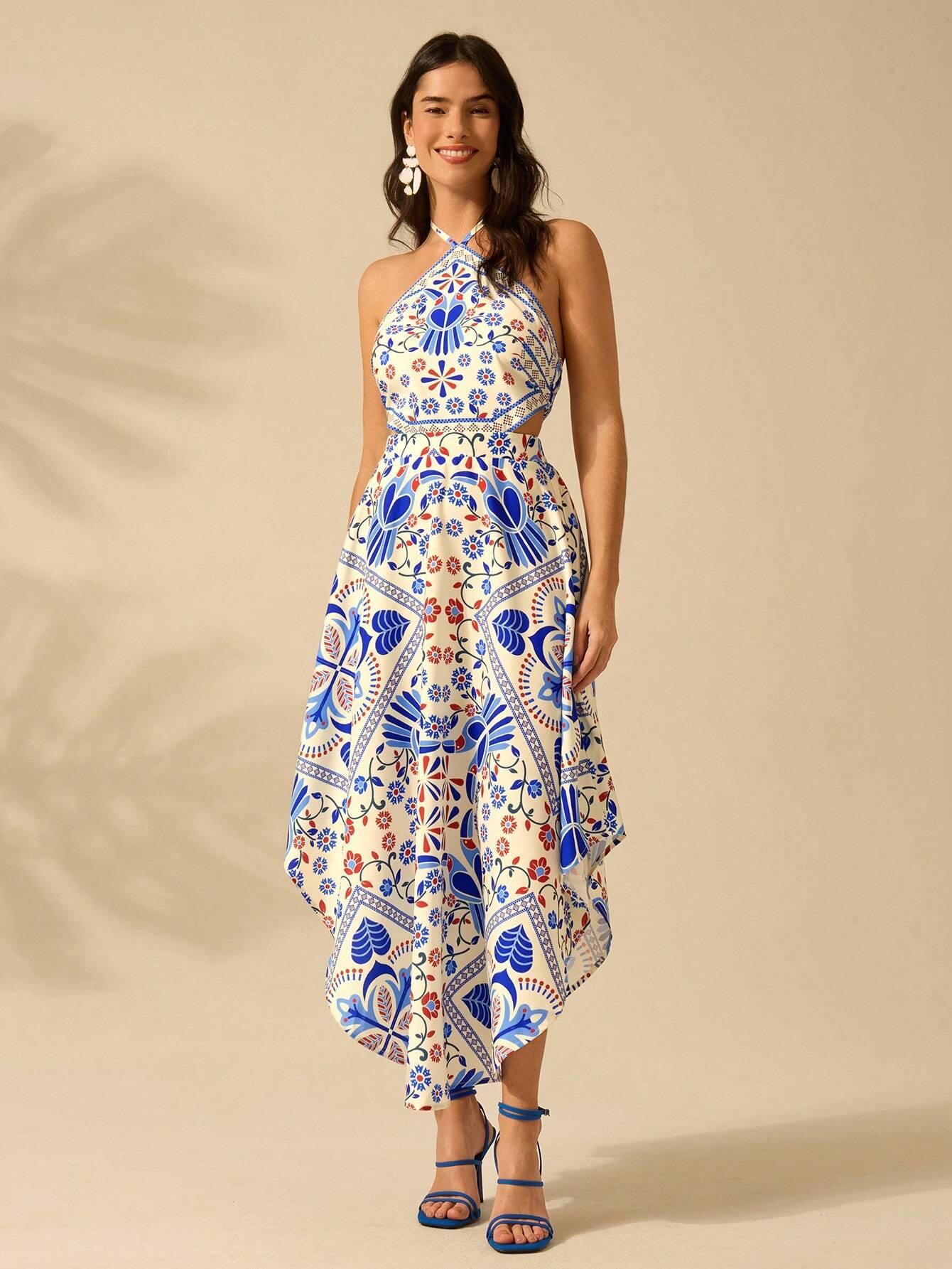 Vestido Longo Boho Floral com Costas Nuas