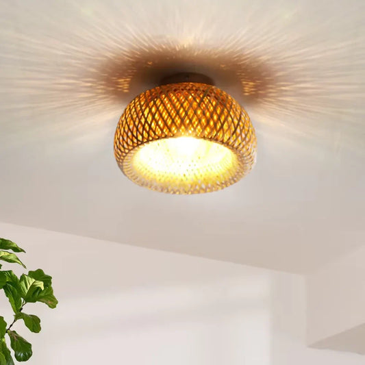 Luminária de Teto de Bambu Rattan Solis