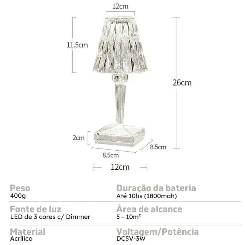 Luminária de Mesa Led Sem Fio 3 em 1 Premium