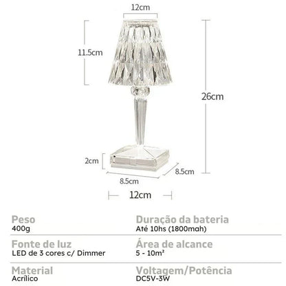 Luminária de Mesa Led Sem Fio 3 em 1 Premium
