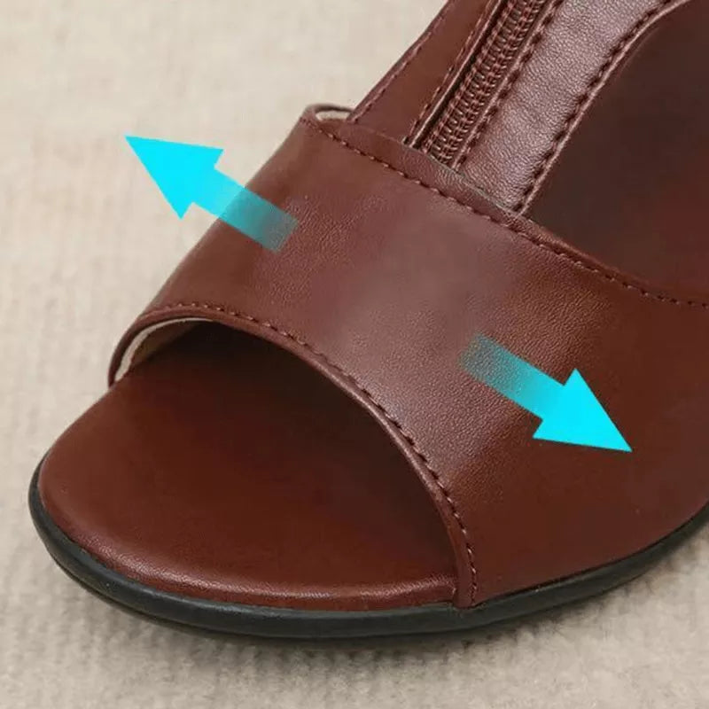 Sandália Feminina de Couro Salto Baixo Laís