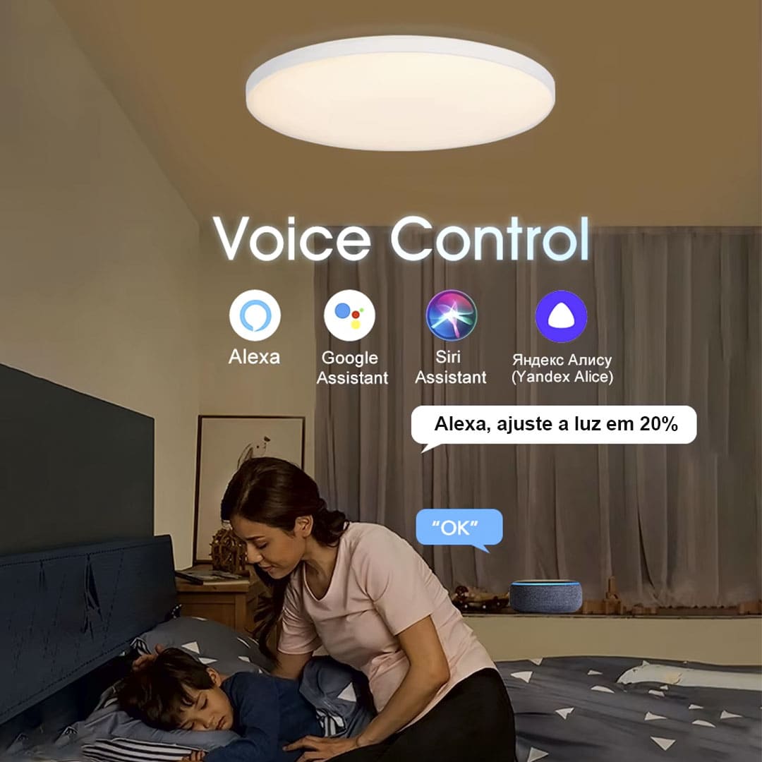 Plafon Led Sobrepor Redondo Smart Home Led Lights WIFI Voice Control Alexa Google Yandex
