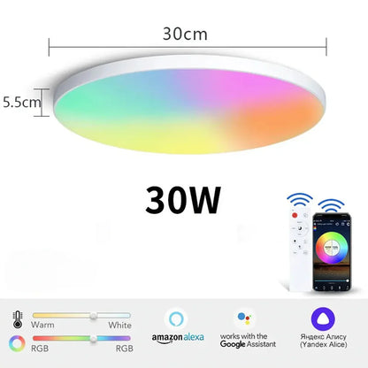 Plafon Led Sobrepor Redondo Smart Home Led Lights WIFI Voice Control Alexa Google Yandex