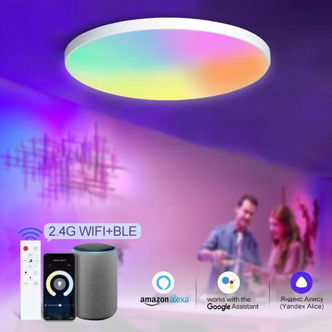 Plafon Led Sobrepor Redondo Smart Home Led Lights WIFI Voice Control Alexa Google Yandex
