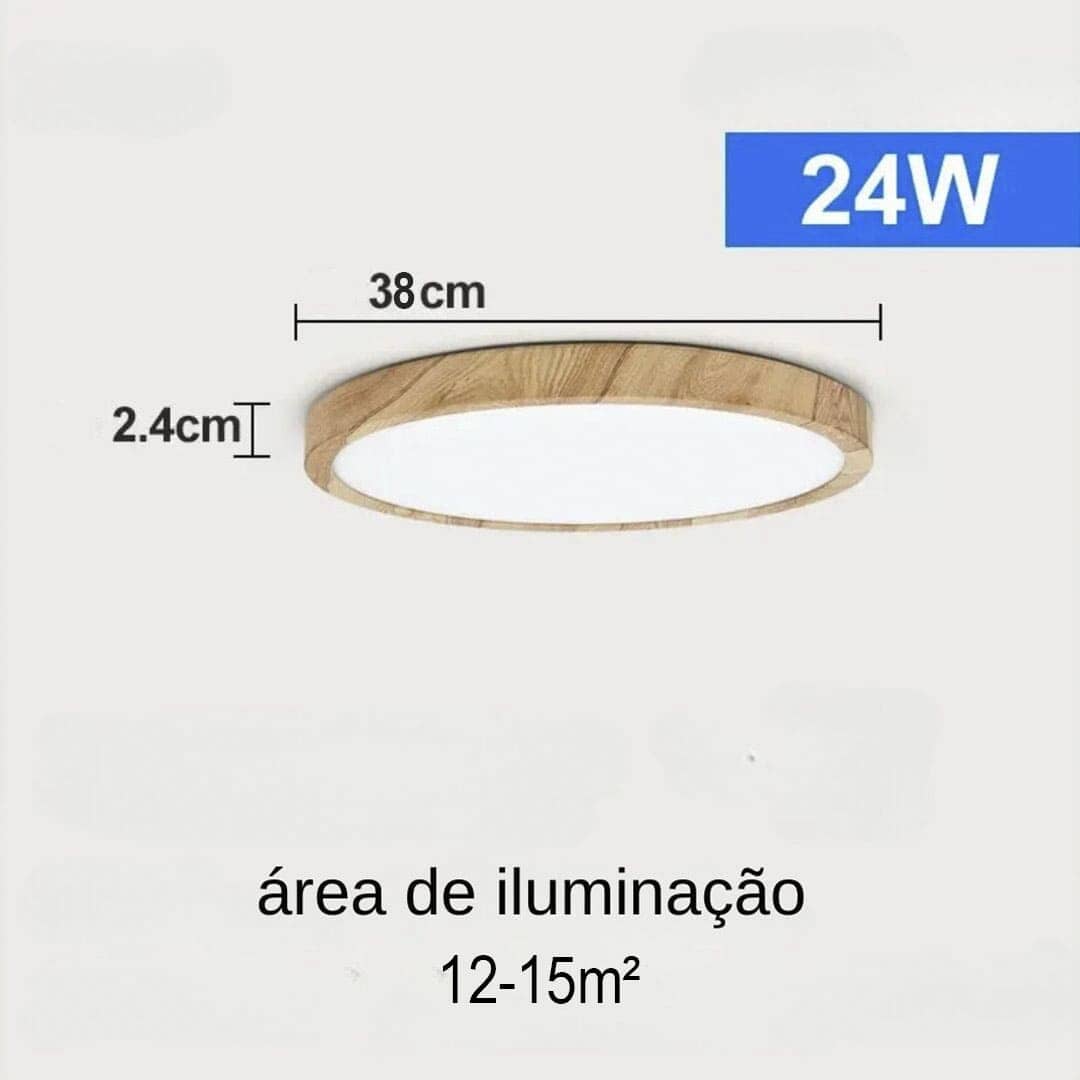 Plafon De Teto Led Sobrepor Estilo Amadeirado Plafon 0004 My Store 38CM 3 Tons (Quente / Neutra / Fria) 