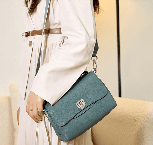 Bolsa Feminina Compacta de Couro Genuíno