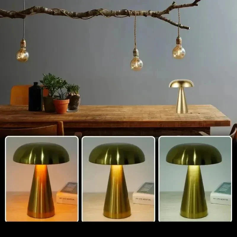Luminária de Mesa Decorativa Cogumelo Recarregável com Base em Metal Abajur 0007 My Store 