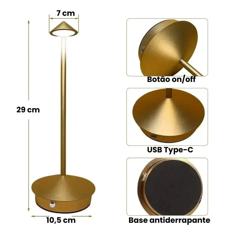 Luminária de Mesa Decorativa Sem Fio, Recarregável com Design Moderno Abajur 0005 My Store 