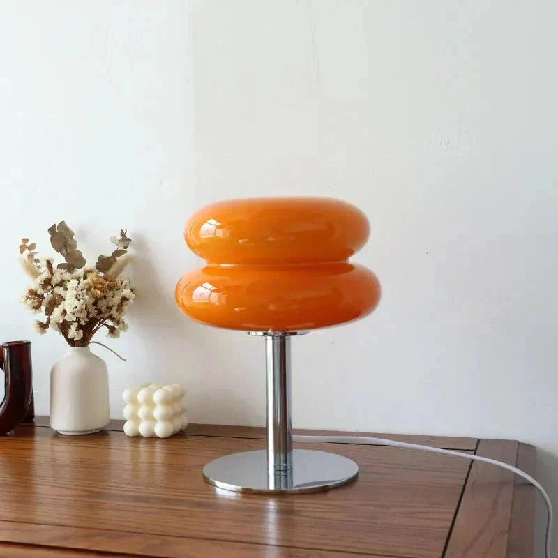 Luminária de Mesa Moderna em Vidro e Aço Inoxidável Abajur 0001 My Store Laranja 