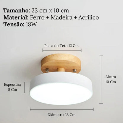 Luminária de Teto Plafon Redondo Led Estilo Nórdico Plafon 0010 My Store 
