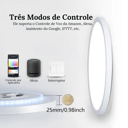 Luminária de Teto Plafon LED Redondo Inteligente Alexa Google Home
